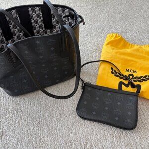 MCM Small Reversible Visetos Monogram Canvas & Nappa Leather Tote